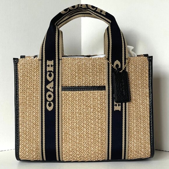 Coach Smith Tote 24 Small Leather Brown Straw Crossbody Bag CAL89 ORG PKG - Picture 4 of 11